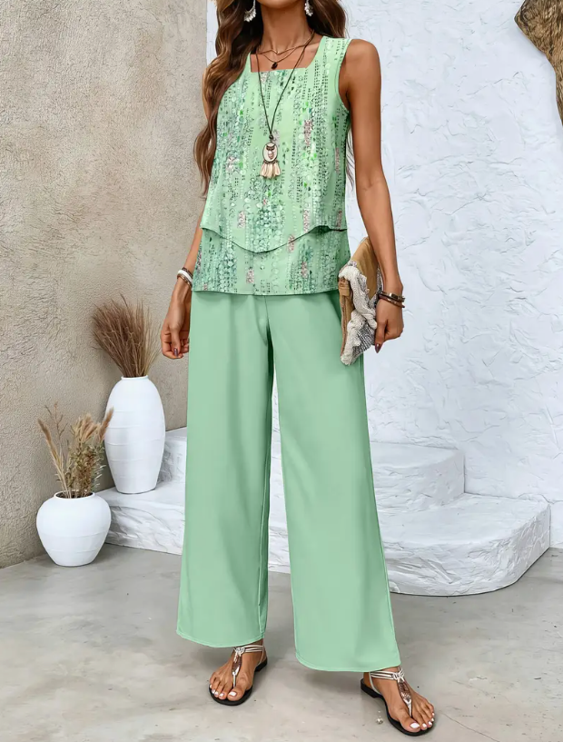 Estrella - Conjunto Dos Piezas Menta Floral