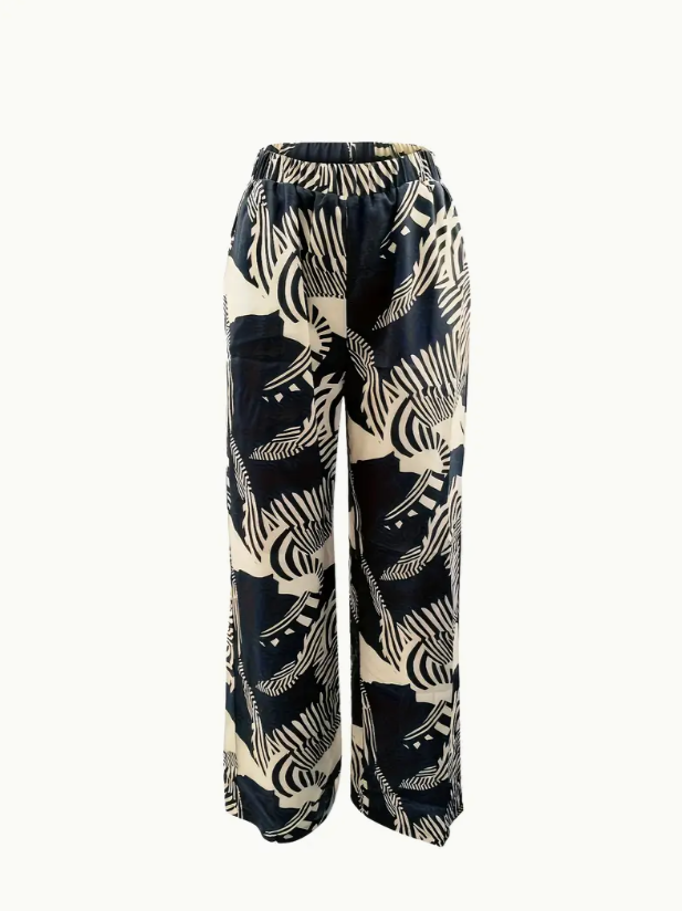Lilia - Conjunto Dos Piezas Beige y Negro Abstracto